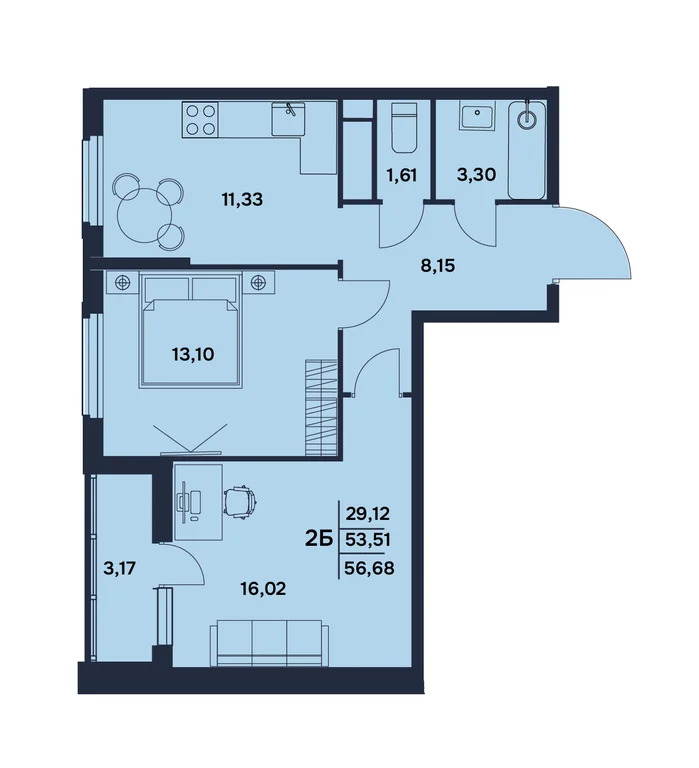 Продается квартира, 56.68 м - Фото 1