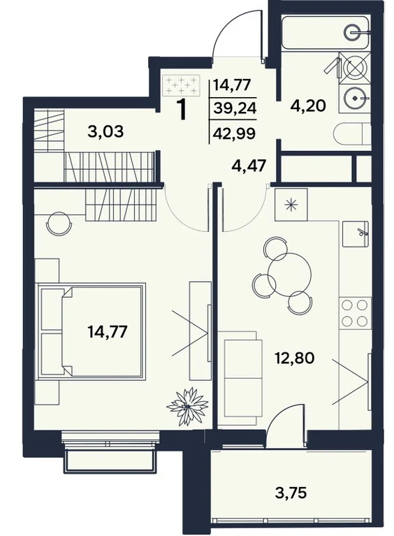 Продается квартира, 42.99 м - Фото 4