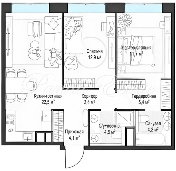 Квартира с видом во двор в престижном ЖК Вест Гарден (ном. объекта: ... - Фото 3