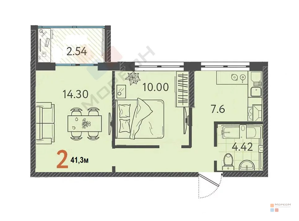 2-я квартира, 42.00 кв.м, 2/5 этаж, ЧМР, Селезнёва ул, 5500000.00 ... - Фото 9