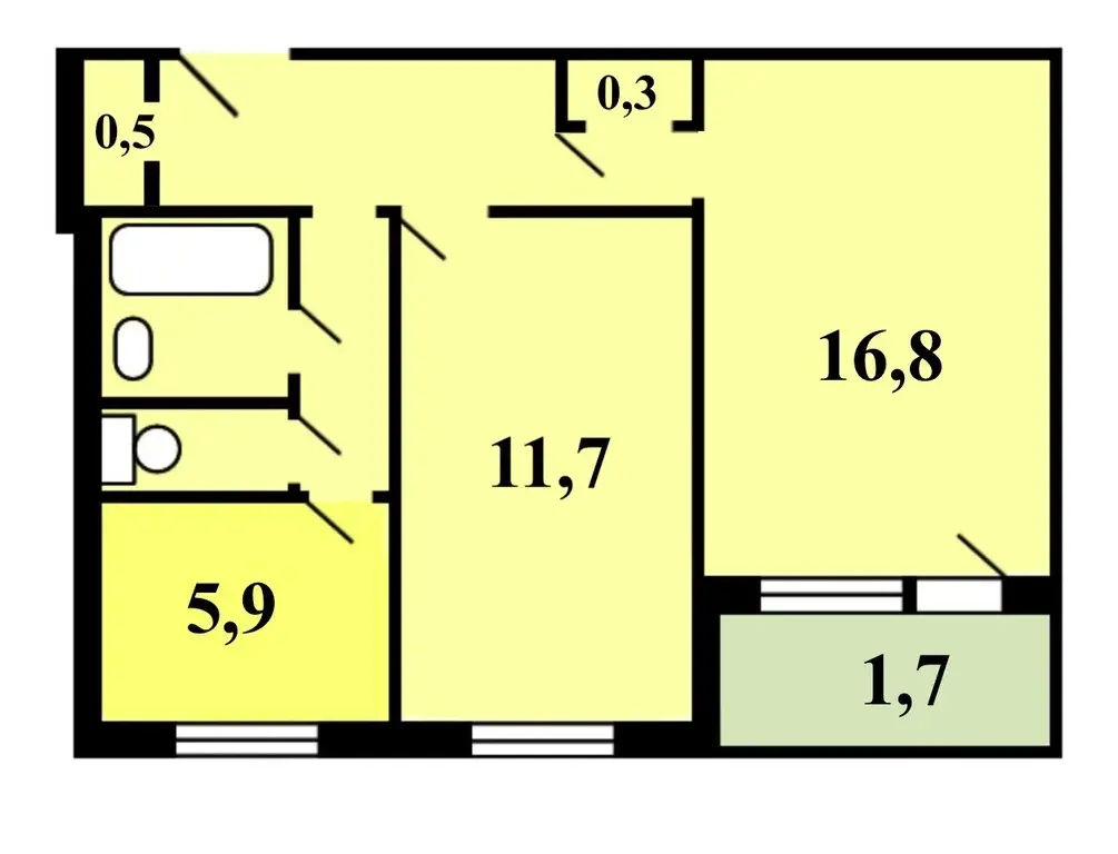 2-к. квартира, 44,5 м, 3/9 эт. м. Щелковская - Фото 1