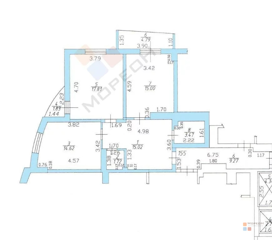 2-я квартира, 72.60 кв.м, 16/16 этаж, Кожзавод, Кожевенная ул, ... - Фото 11