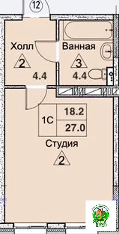 Продаю квартиру-студию 27.0м Боровская ул, Балабаново, Калужская . - Фото 2