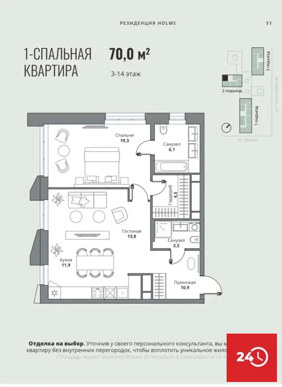 Видовая квартира в премиум-доме Пензы Holms Residence - Фото 1