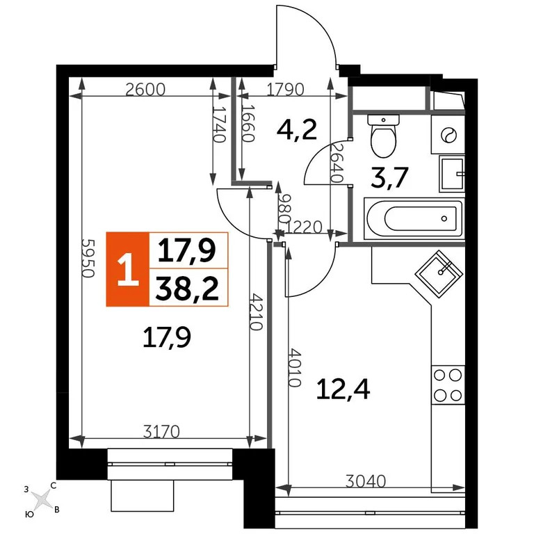 Продам 1-комн. квартиру 38.2 кв.м. - Фото 3