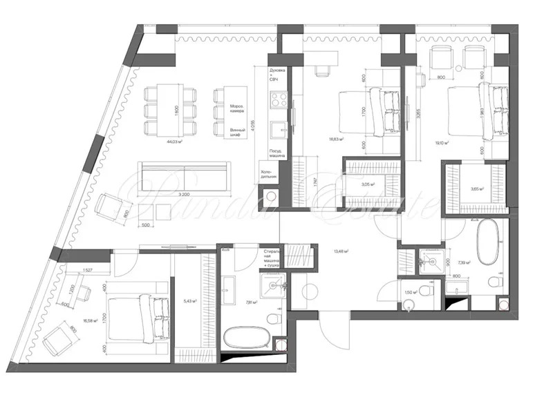Дизайнерский ремонт с мебелью и техникой (ном. объекта: 9573) - Фото 11