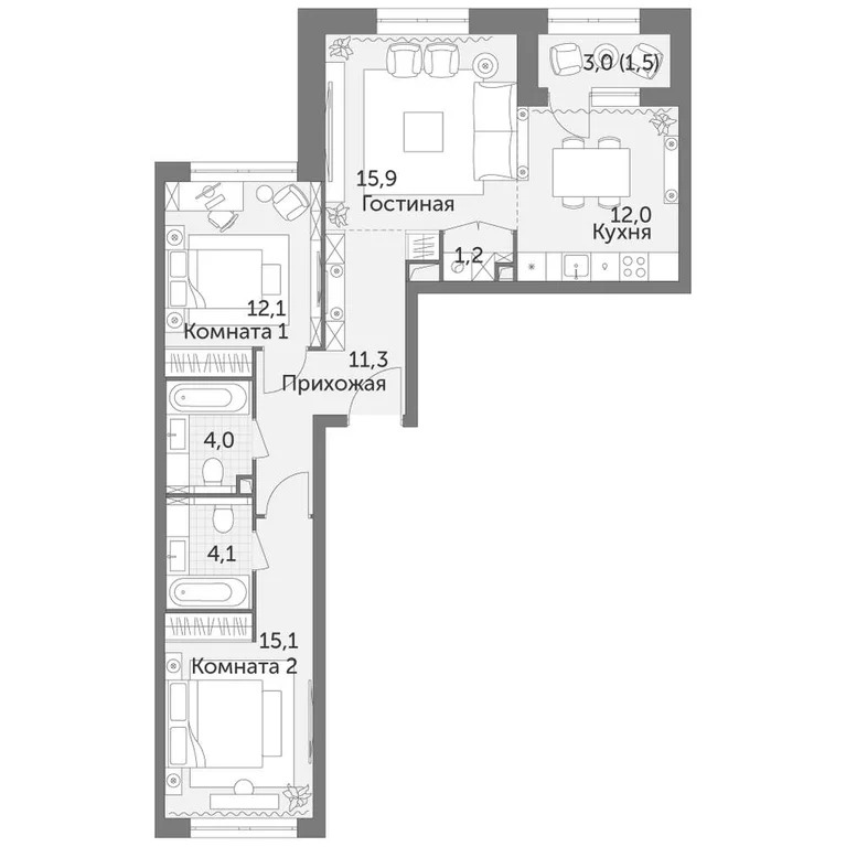 Продам 3-комн. квартиру 77.3 кв.м. - Фото 2
