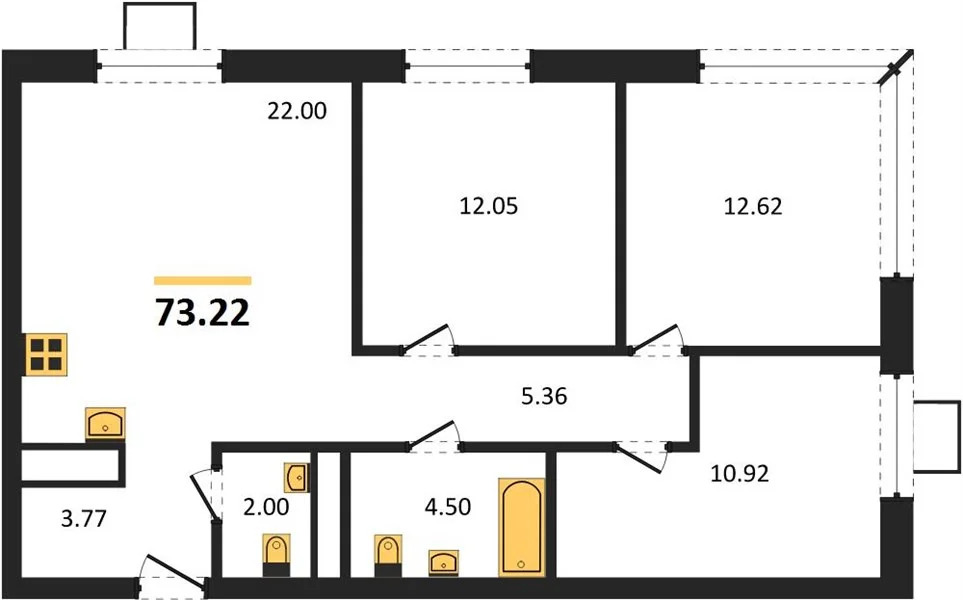 Продается квартира, 73.22 м - Фото 3