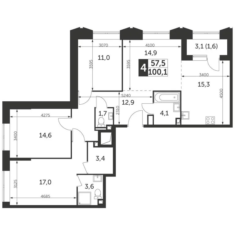 Продам 4-комн. квартиру 100.1 кв.м. - Фото 1