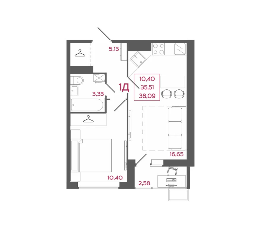 Продается квартира, 38.09 м - Фото 3