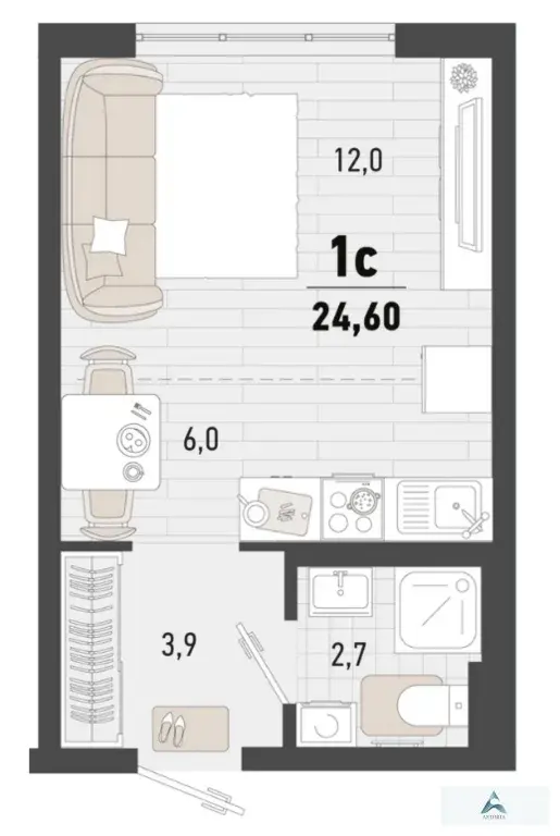 Продаётся студия, 24, 6кв. м. - Фото 5