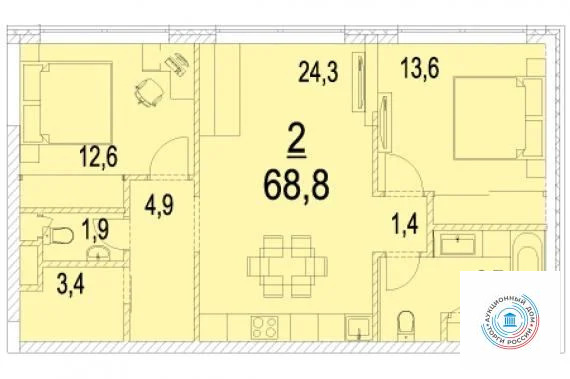 Продается квартира, 68.8 м - Фото 3