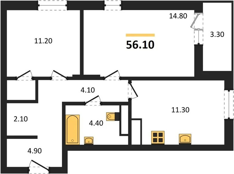 Продается квартира, 56.1 м - Фото 2