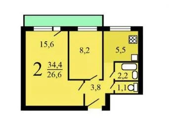 Продам 2-комн. квартиру 34.4 кв.м. - Фото 3
