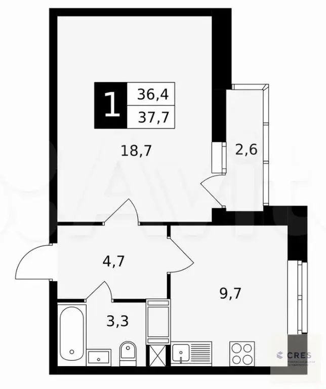ЖК Красная горка, ул. Садовая, д.14, 1-к. квартира, 37,7 м, 6/18 эт. - Фото 1
