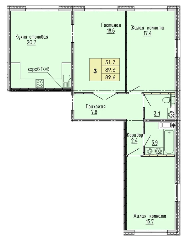 Продается квартира, 89.6 м - Фото 6