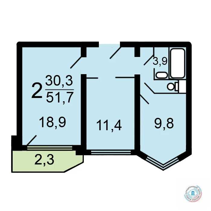 Продается квартира, 51.7 м - Фото 0