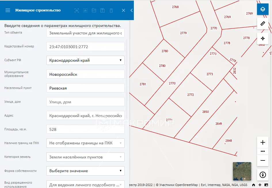 Кадастровая карта новороссийск раевская