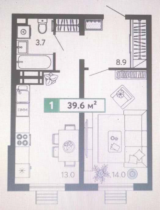 Продается квартира, 39.6 м - Фото 2