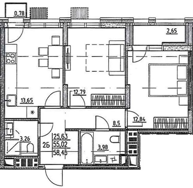 Продается квартира, 58.45 м - Фото 1