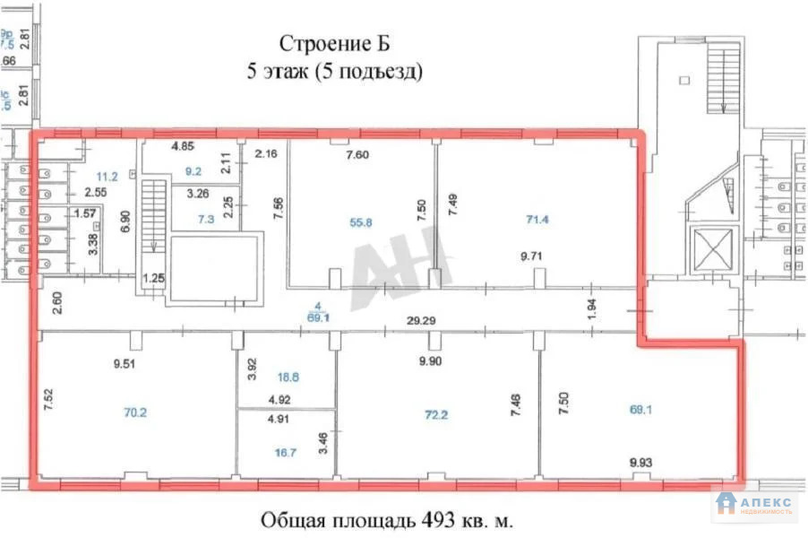 Аренда офиса 493 м2 м. Шаболовская в бизнес-центре класса В в Донской - Фото 6