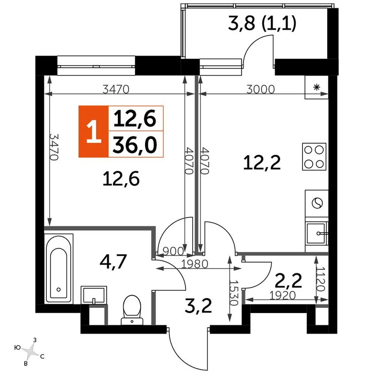 Продам 1-комн. квартиру 36 кв.м. - Фото 1