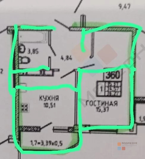 1-я квартира, 36.00 кв.м, 18/22 этаж, ККБ, Героя Яцкова И.В. ул, ... - Фото 21