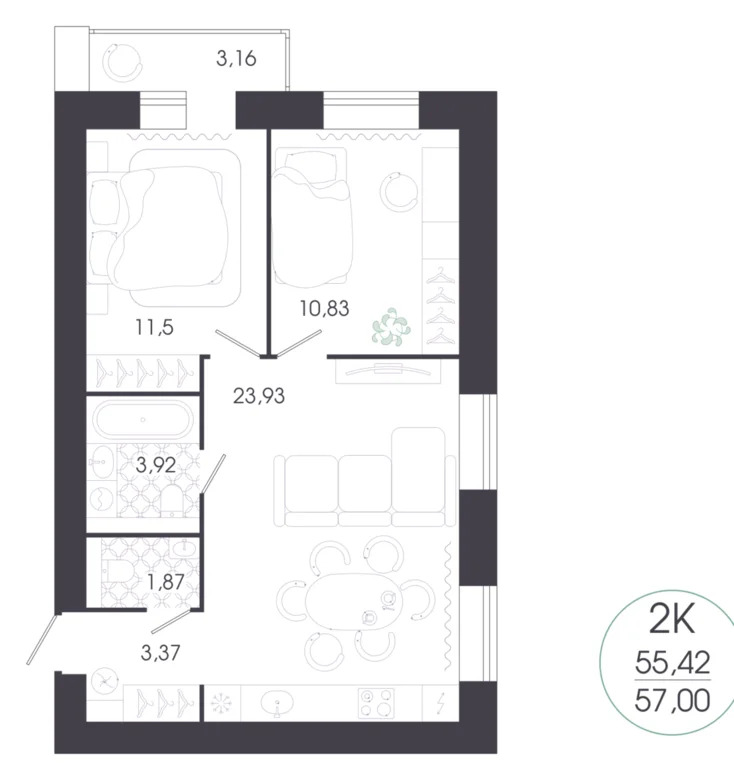 Продается квартира, 57 м - Фото 2