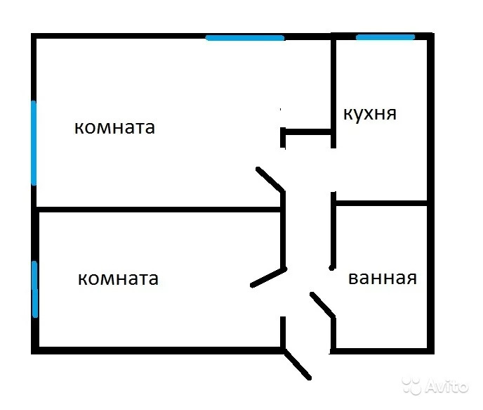 2-к квартира, 60 м, 2/6 эт. - Фото 1