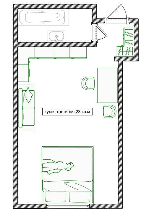 Квартира-студия, 26,9 м2, 5/5 эт. - Фото 11