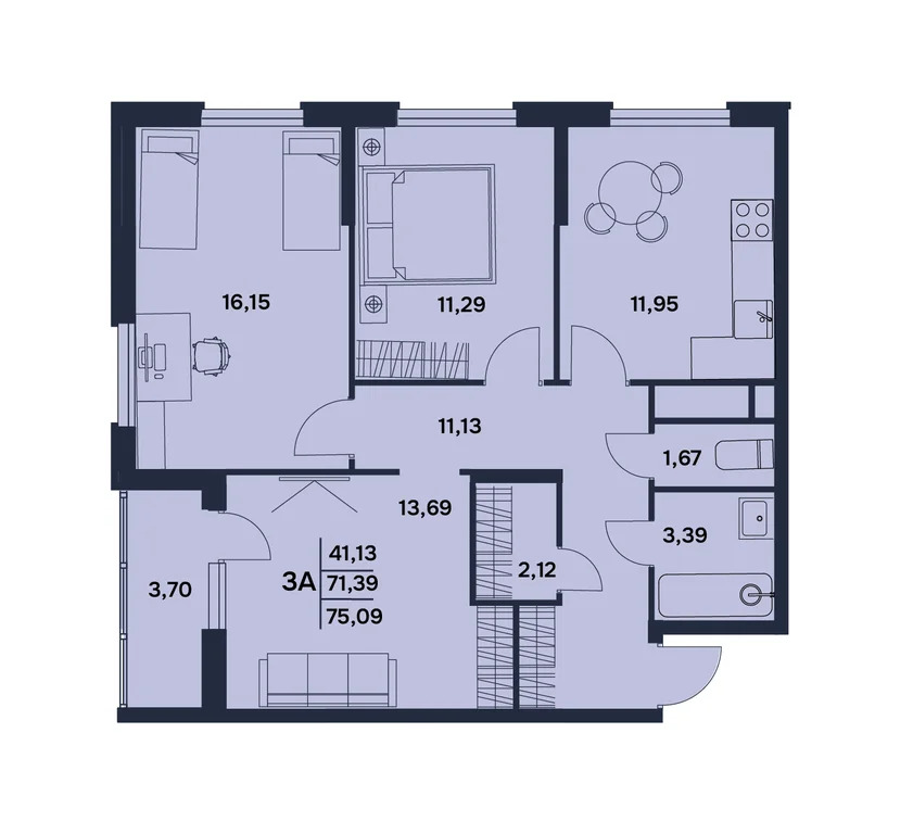 Продается квартира, 75.09 м - Фото 1
