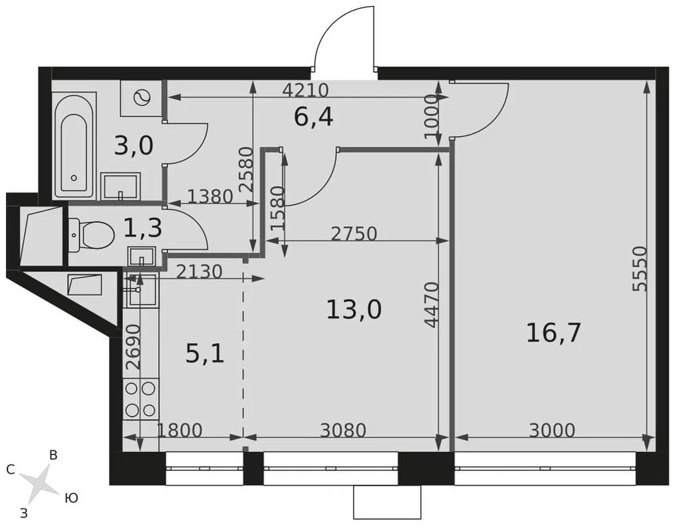 Продам 2-комн. квартиру 45.4 кв.м. - Фото 3