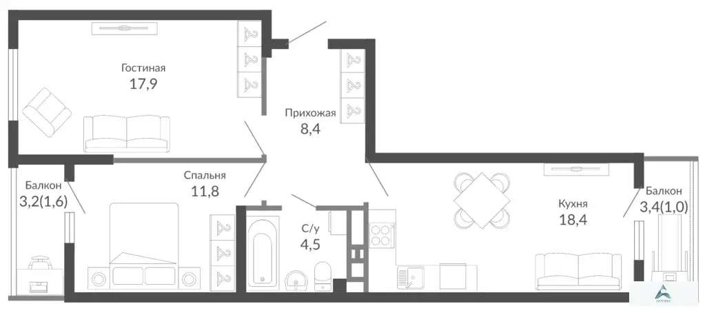 Продаётся 2-к квартира в ЖК комфорт-класса на Юге России - Фото 1