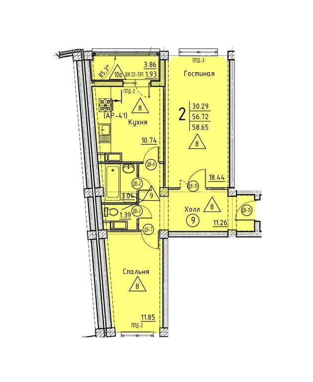 Продается квартира, 58.65 м - Фото 2