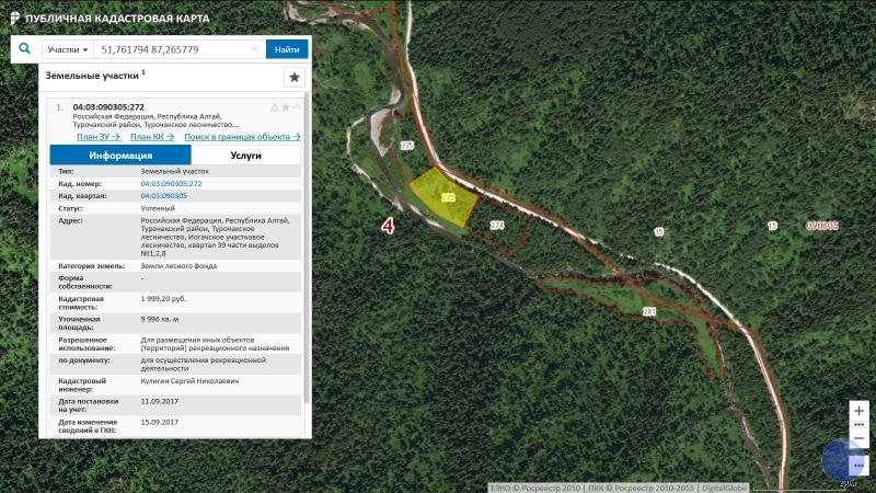 Публичная кадастровая карта республики алтай турочакский район