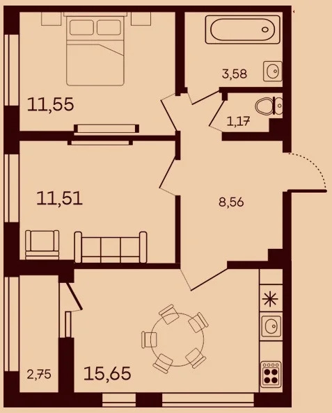 Продается квартира, 54.79 м - Фото 1