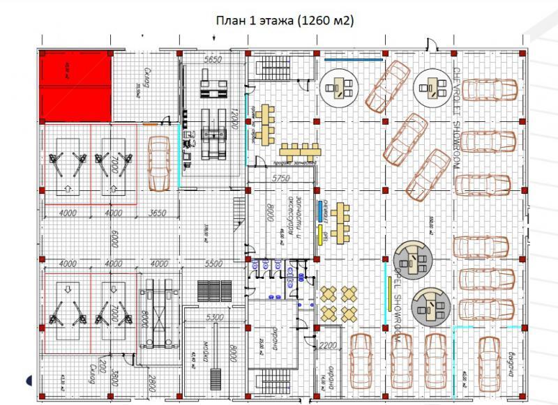 План автосалона чертеж