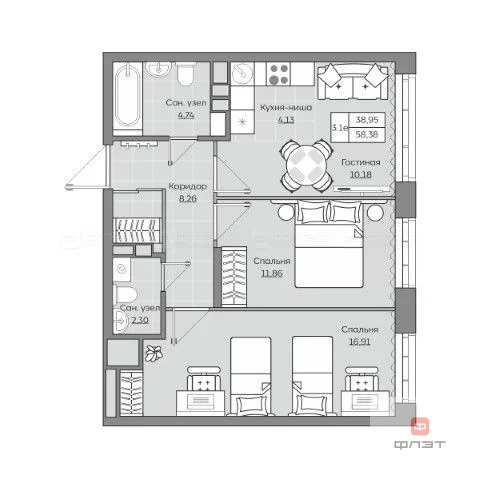 Продажа квартиры в новостройке, Казань, проезд. Детский - Фото 0