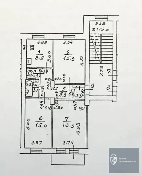 3х комнатная квартира в центре Подольска. Литейная улица. - Фото 18