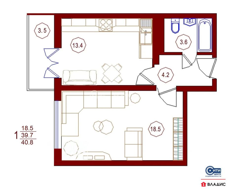 Продажа квартиры, Отрадное, Новоусманский район, Рубиновая улица - Фото 4