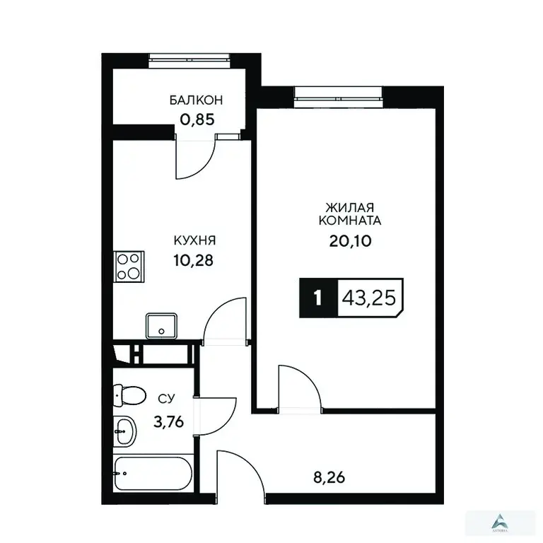 Продаётся 1-комн. квартира, 43,25 кв. м. - Фото 1