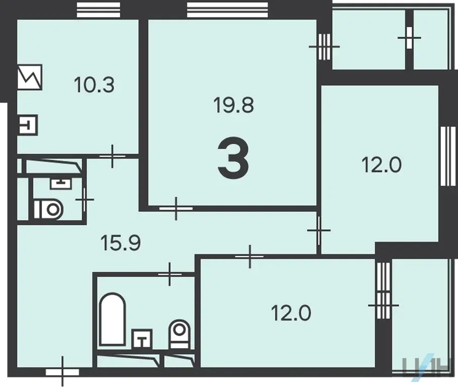 Продается классная 3-ка, 75,5 м2, с двумя санузлами - Фото 19