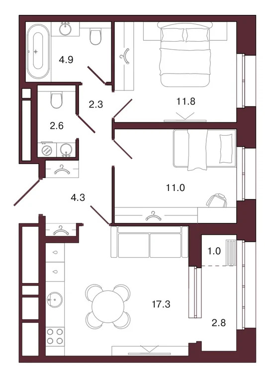 Продается квартира, 58 м - Фото 2