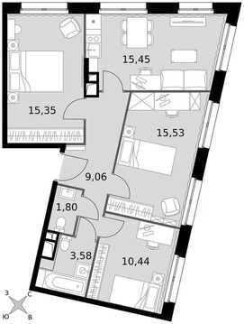 Продам 3-комн. квартиру 71.21 кв.м.