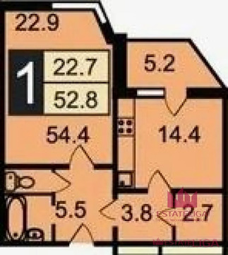 1-комнатная квартира, 54 кв.м., в ЖК "Град Московский"