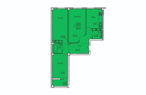 Продается квартира, 80.96 м