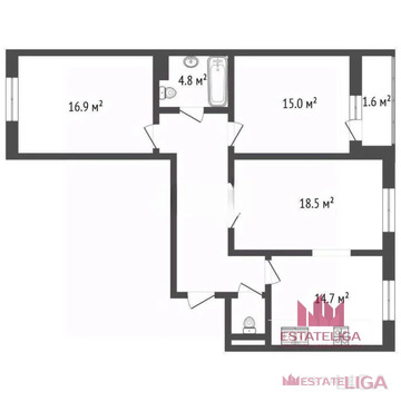 3-комнатная квартира, 85 кв.м., в ЖК "ЛУЧИ"