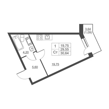 Продается студия 29.4 кв.м.