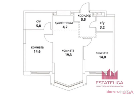 2-комнатная квартира, 67 кв.м., в ЖК "Символ"