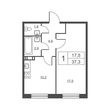 Продам 1-комн. квартиру 37.3 кв.м.